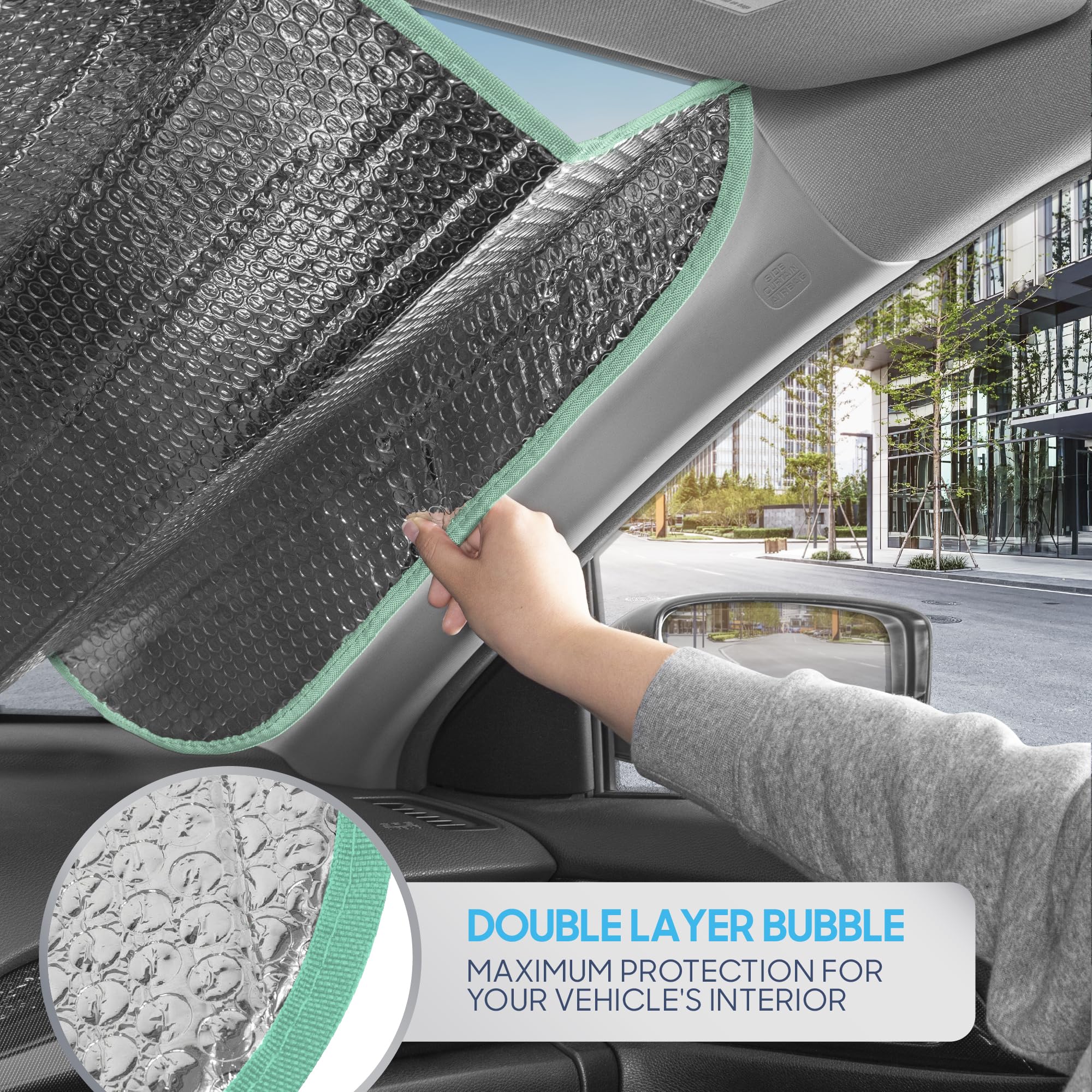 bdk-iridescent-matte-white-windshield-sunshade-accordion-folding-uv-protector-fo image 6