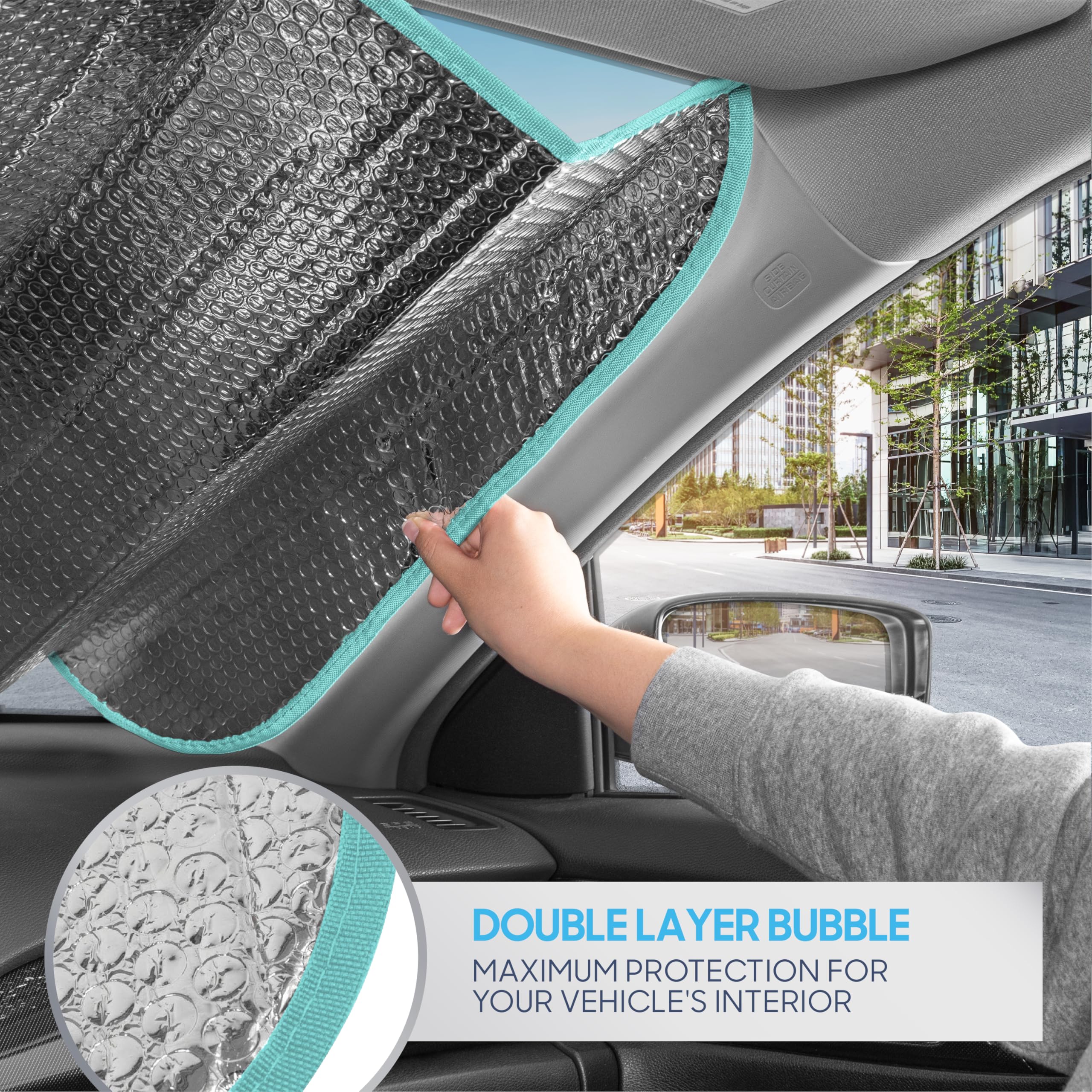 bdk-usa-good-vibes-beach-sun-visor-for-car-windshield-accordion-folding-sunshade image 3