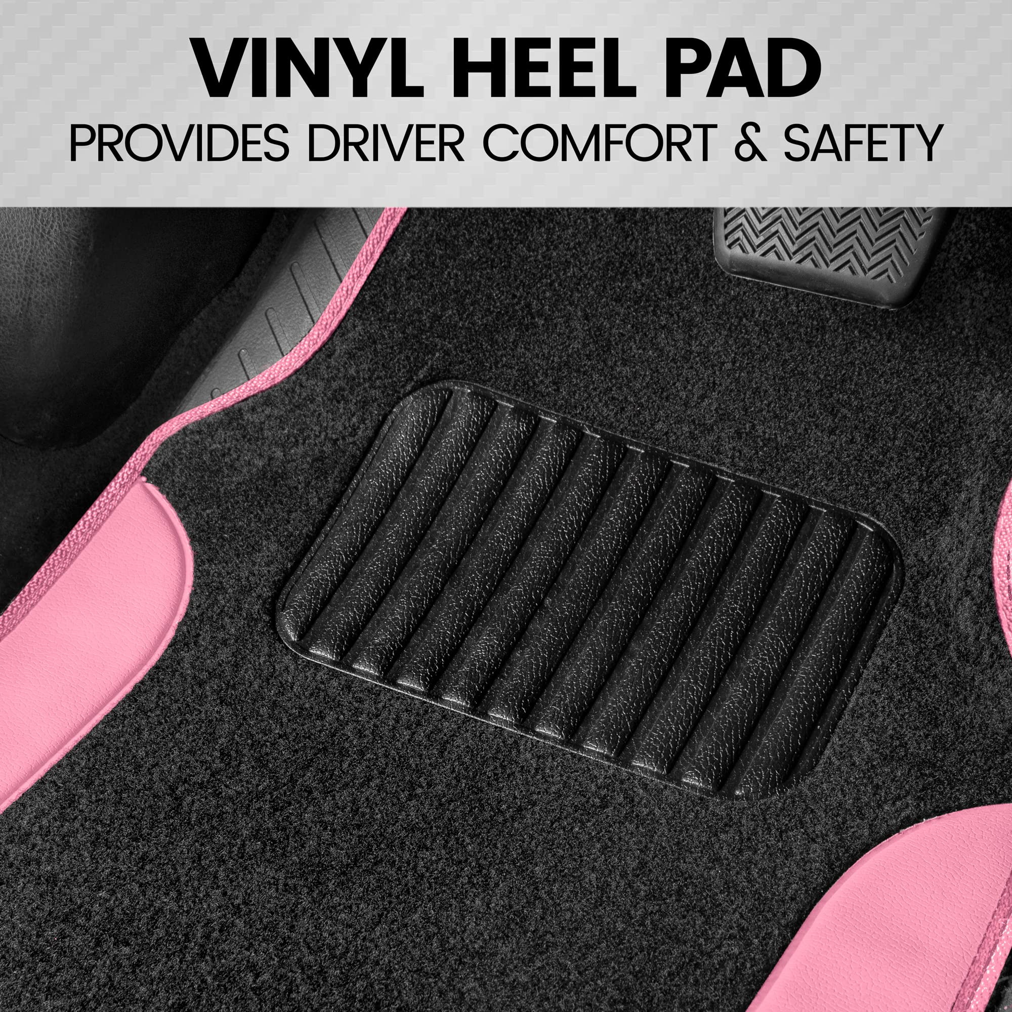 bdk-pink-carpet-two-tone-faux-leather-automotive-floor-mats-with-anti-slip-and-h image 5