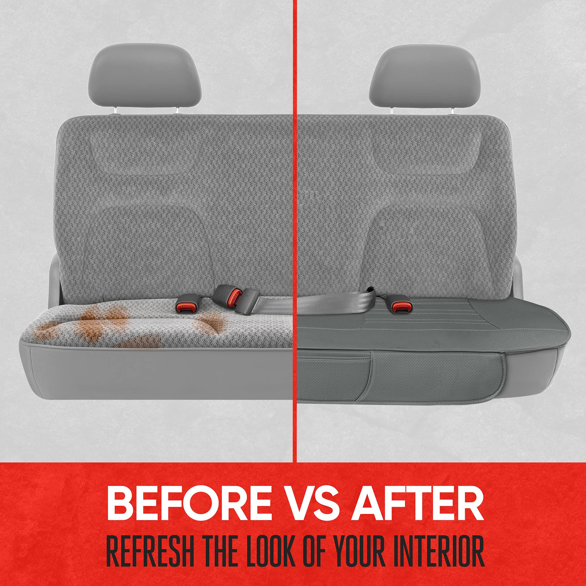 motor-trend-faux-leather-rear-bench-seat-cover-padded-with-storage-pockets-unive image 8