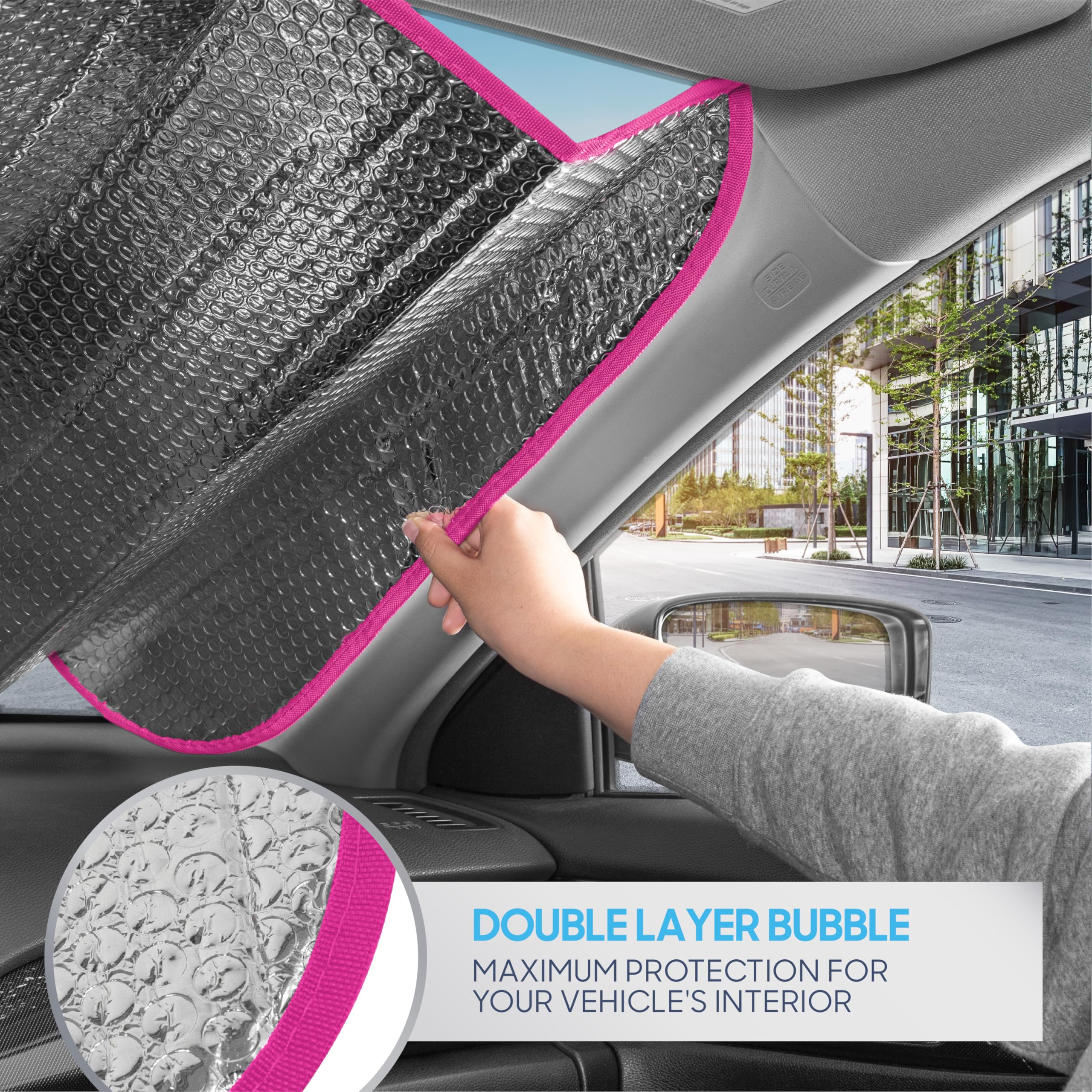 bdk-pink-flamingo-windshield-sun-shade-58x27-accordion-fold image 3