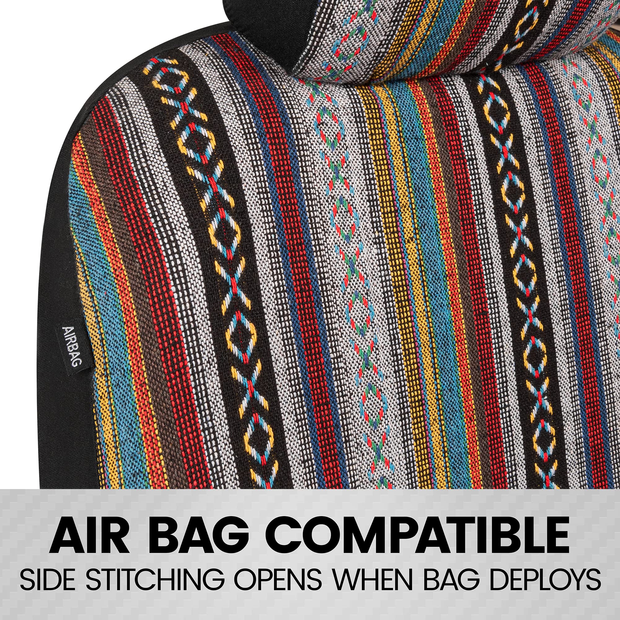 bdk-baja-style-saddle-blanket-full-set-car-seat-covers-multi-color-mexican-aztec image 5