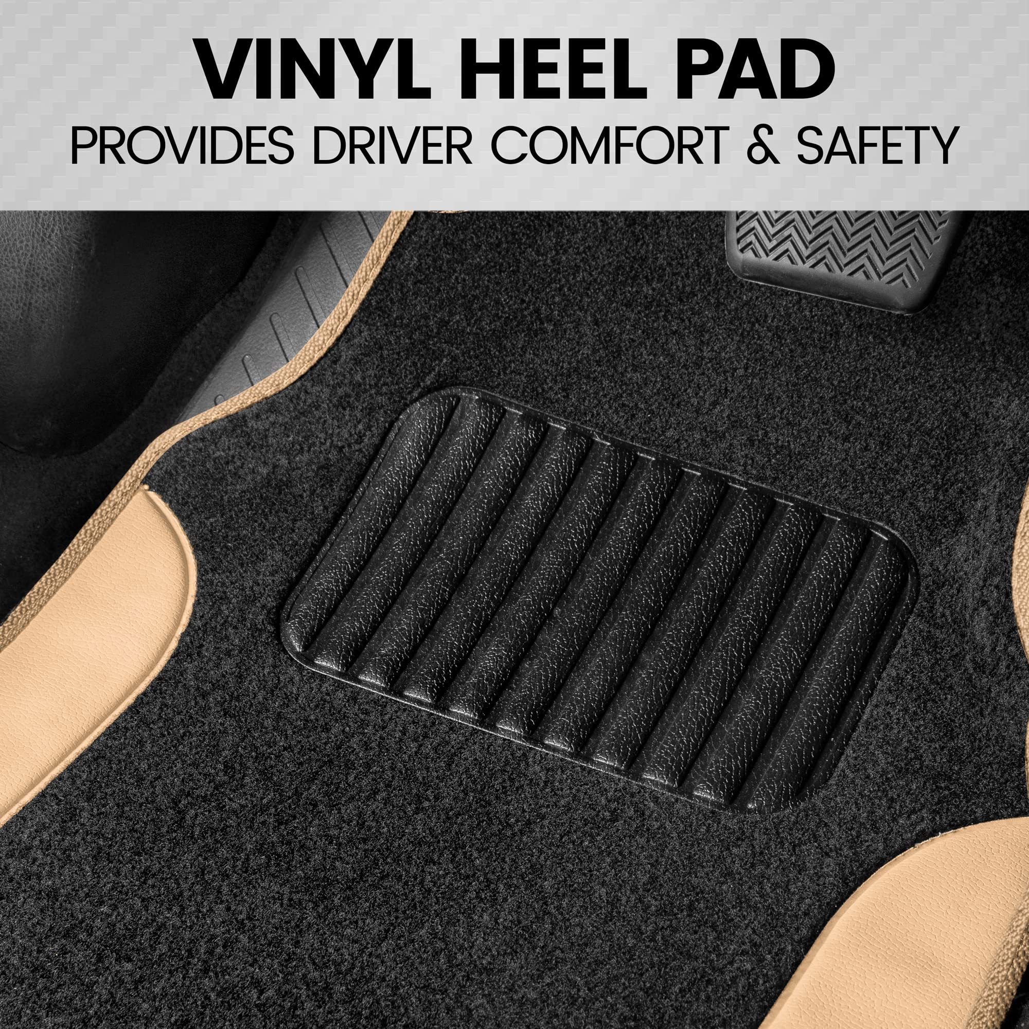 bdk-two-tone-carpet-floor-mats-with-faux-leather-accents-beige-automotive-floor- image 5