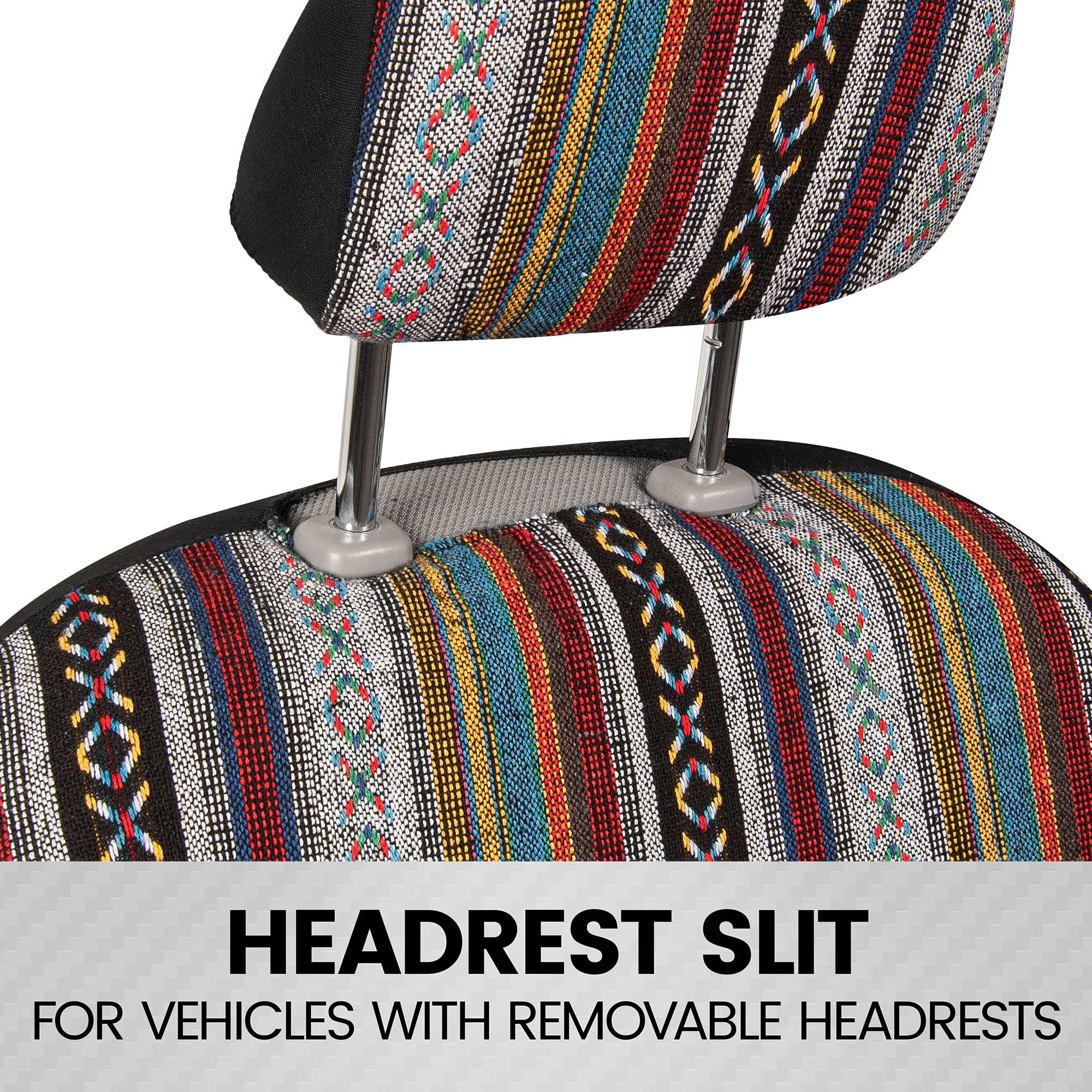 bdk-baja-style-saddle-blanket-full-set-car-seat-covers-multi-color-mexican-aztec image 4