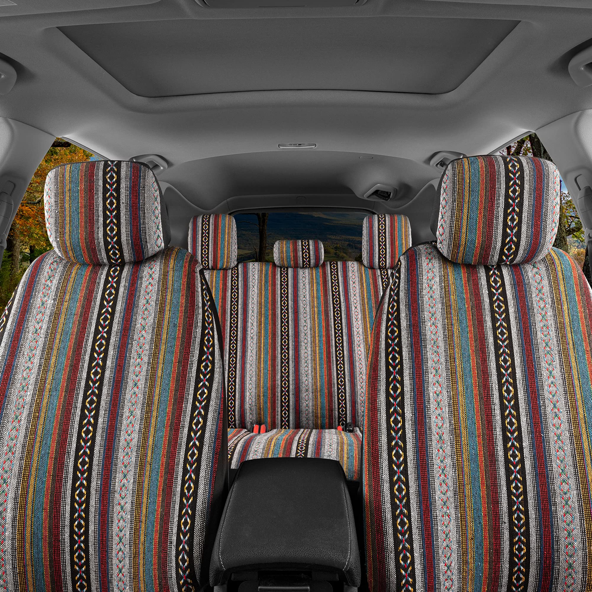 bdk-baja-style-saddle-blanket-full-set-car-seat-covers-multi-color-mexican-aztec image 3