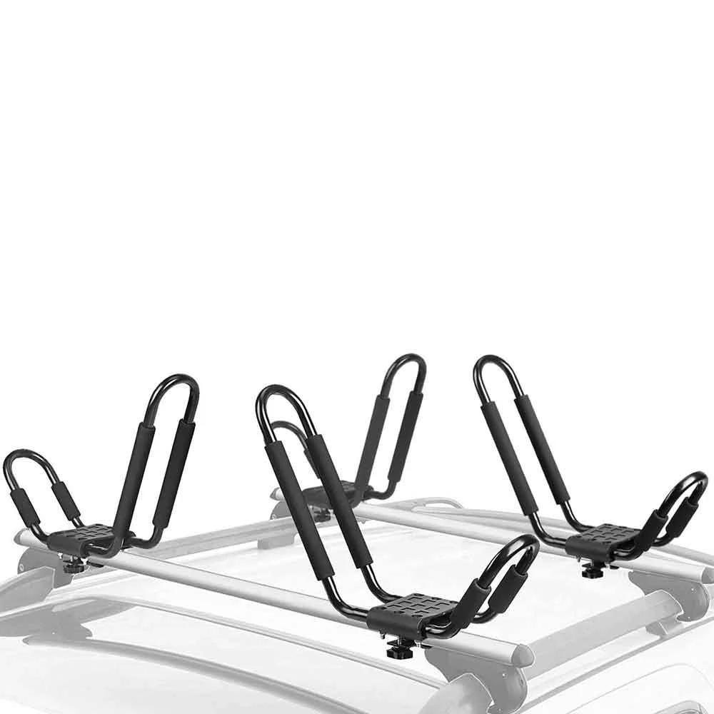 leader-accessories-2-pair-j-bar-kayak-rack-for-roof-top-mount-with-4-tie-down-st image 1