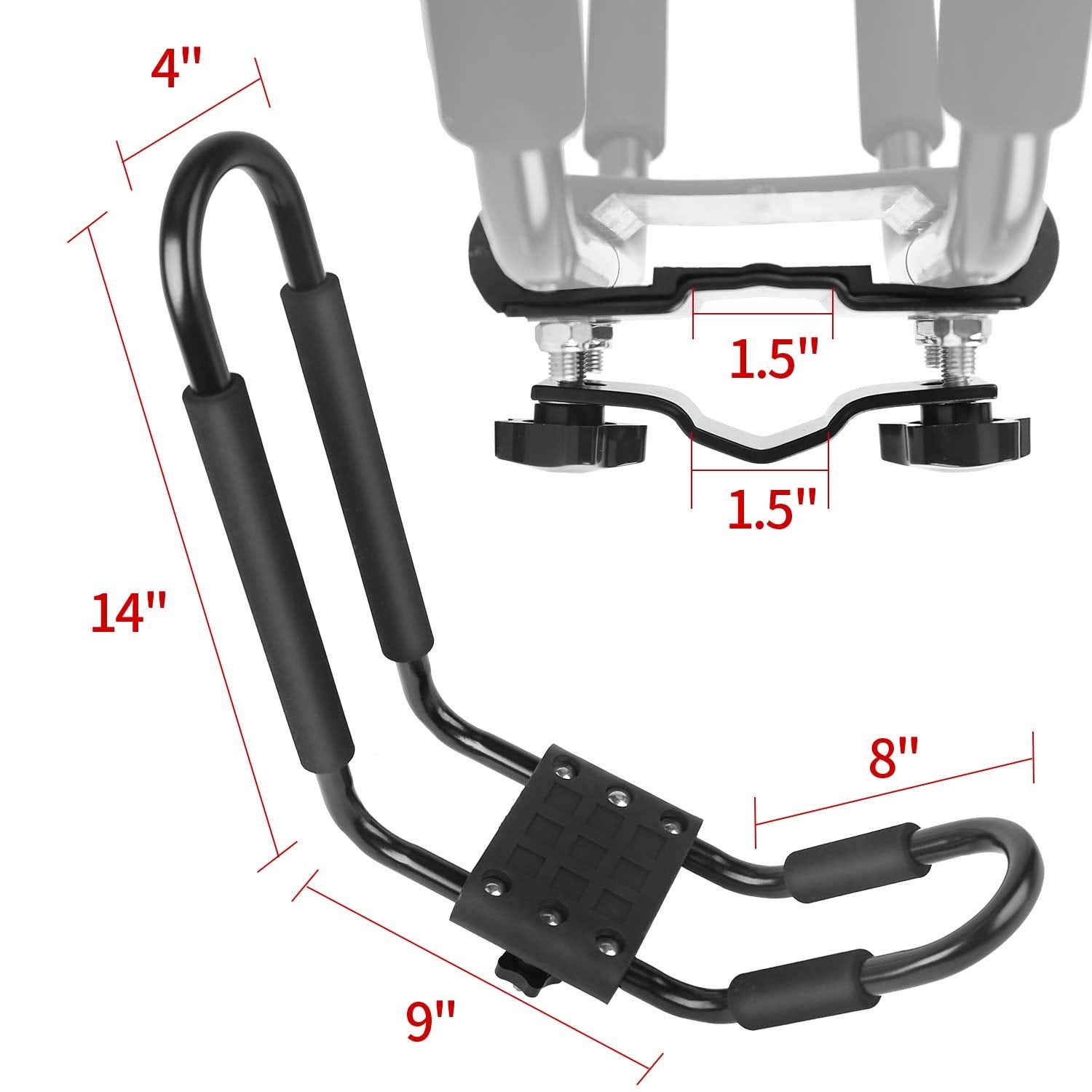 leader-accessories-2-pair-j-bar-kayak-rack-for-roof-top-mount-with-4-tie-down-st image 3