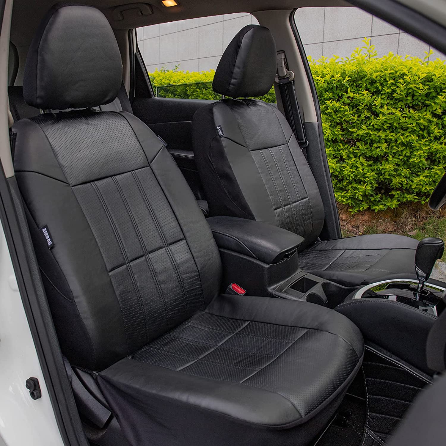leader-accessories-faux-leather-car-seat-covers-set-of-2-universal-fit-breathabl image 2