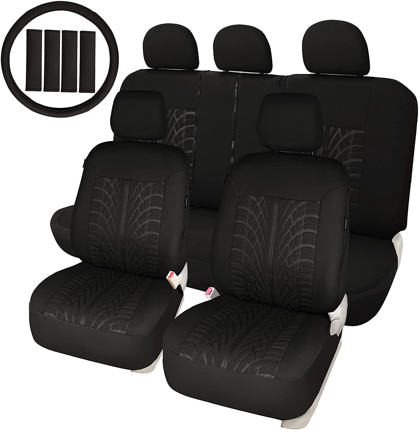 leader-accessories-embossed-cloth-grey-17-piece-car-seat-cover-full-set-universa image 8